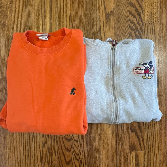 Disney Other - Disney World **2** Sweatshirts Orange Gray Mickey Mouse WDW Size Large